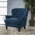 2026 NewNoble House Tanner Tufted Fabric Club Accent Chair, Dark Blue