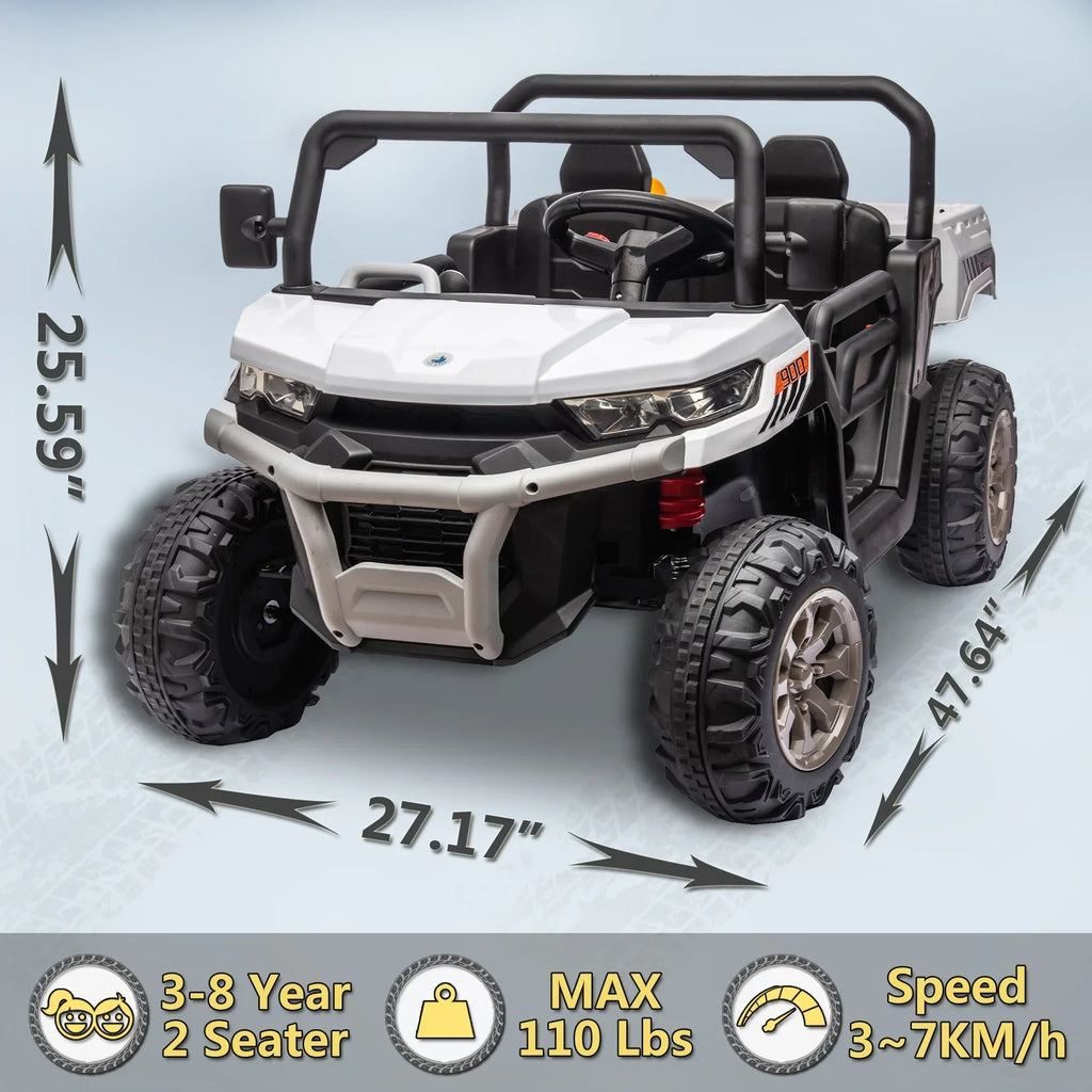 2026 NewXuanlur 24V 2 Seater Kids Ride on Car Truck, Ride on UTV W/ 2x200W Motor, 24 Volt Ride on Toys W/ Dump Bed/Shovel, Electric Car for Kids W/ Durable Tires, LED Light, Music, Remote Control, Black