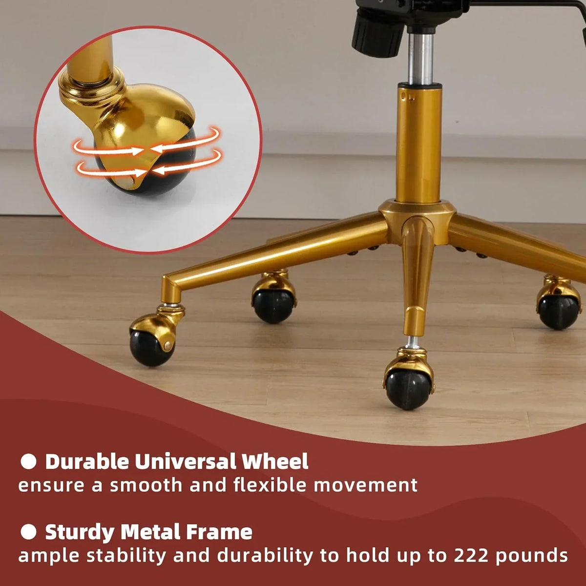 2026 NewWestice Home Office Desk Chairs, Velvet Task Chair, Height Adjustable Swivel Vanity Chair with Golden Base for Vanity Study, Living Room Computer Room, Beige