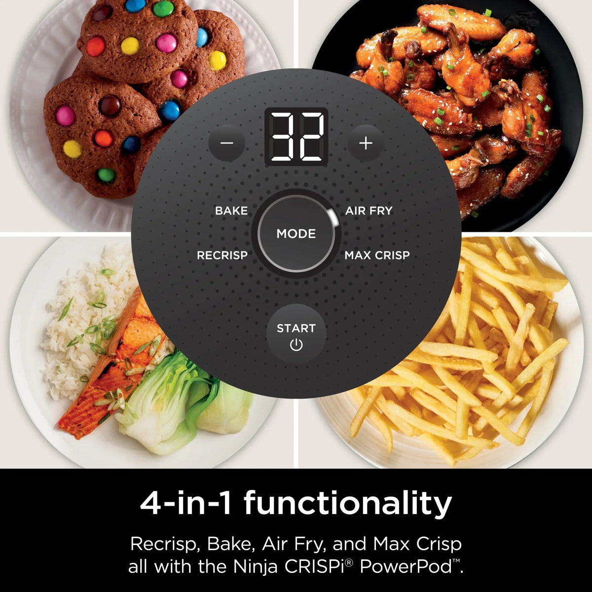 2026 NewNinja Crispi 4-in-1 Portable Glass Air Fryer Cooking System, 4-Qt & 6-Cup Containers, Cyberspace