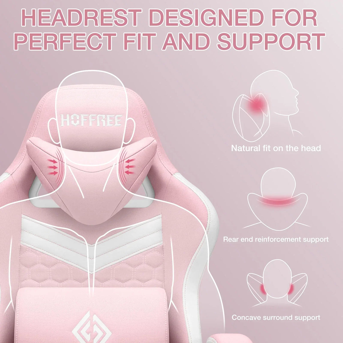 2026 NewHoffree Gaming Chair with Massage Fabric Office Chair with footrest for Adults, Ergonomic Gamer Chair with Headrest and Lumbar Support for Office Gaming, 440 LBS