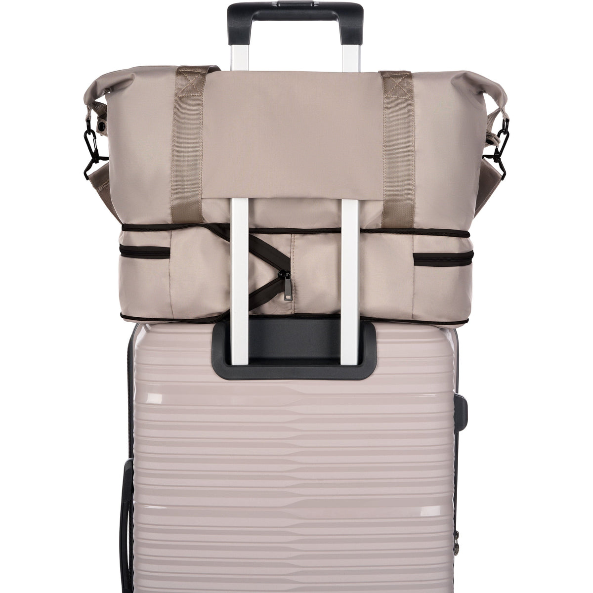 2026 NewProtege 3-Piece Luggage Set, Taupe Splash, 20-inch Carry On, 25-inch Checked Suitcase & Weekender Duffel