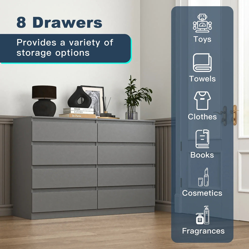 2026 NewKadyn Modern 6 Drawer Dresser Wood Cabinet,Dresser for Bedroom, Kitchen Storage Cabinet with Drawers, Chest of Drawers(Black)
