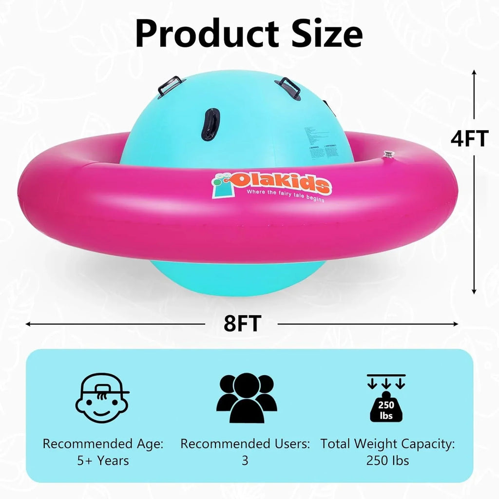 2026 NewOLAKIDS 8FT Inflatable Dome Rocker Bouncer, Outdoor Kids Giant Roll and Play Seesaw Rocker with 6 Secure Handles, Max Weight 250 LBS, Toddlers Climbing Toy Backyard Play Center Equipment