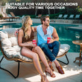 2026 NewCrestlive Products Patio Loveseat, All-Weather Rattan Large Furniture with Soft Cushions, Outdoor Loveseat for Balcony, Poolside, Backyard (Beige)