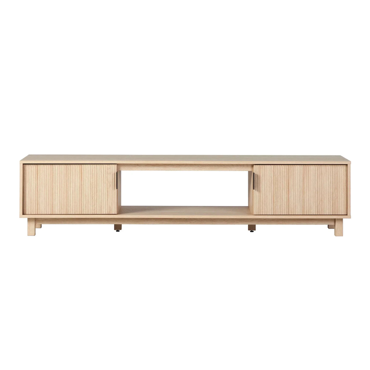 2026 NewWalker Edison Mid-Century Modern Reeded 2-Door TV Stand for TVs up to 80", Coastal Oak
