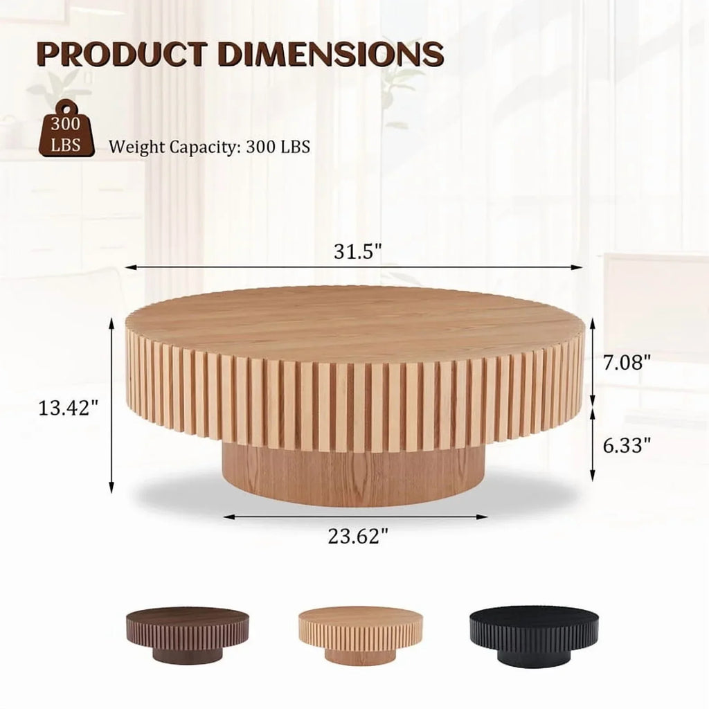 2026 NewFFH 43.7 inch Oval Coffee Table for Living Room,Handcraft Rustic Corner Coffee Table Nature Wood Relief Sturdy Pedestal for Apartmen,Side Table Centre Table,Nature Wood