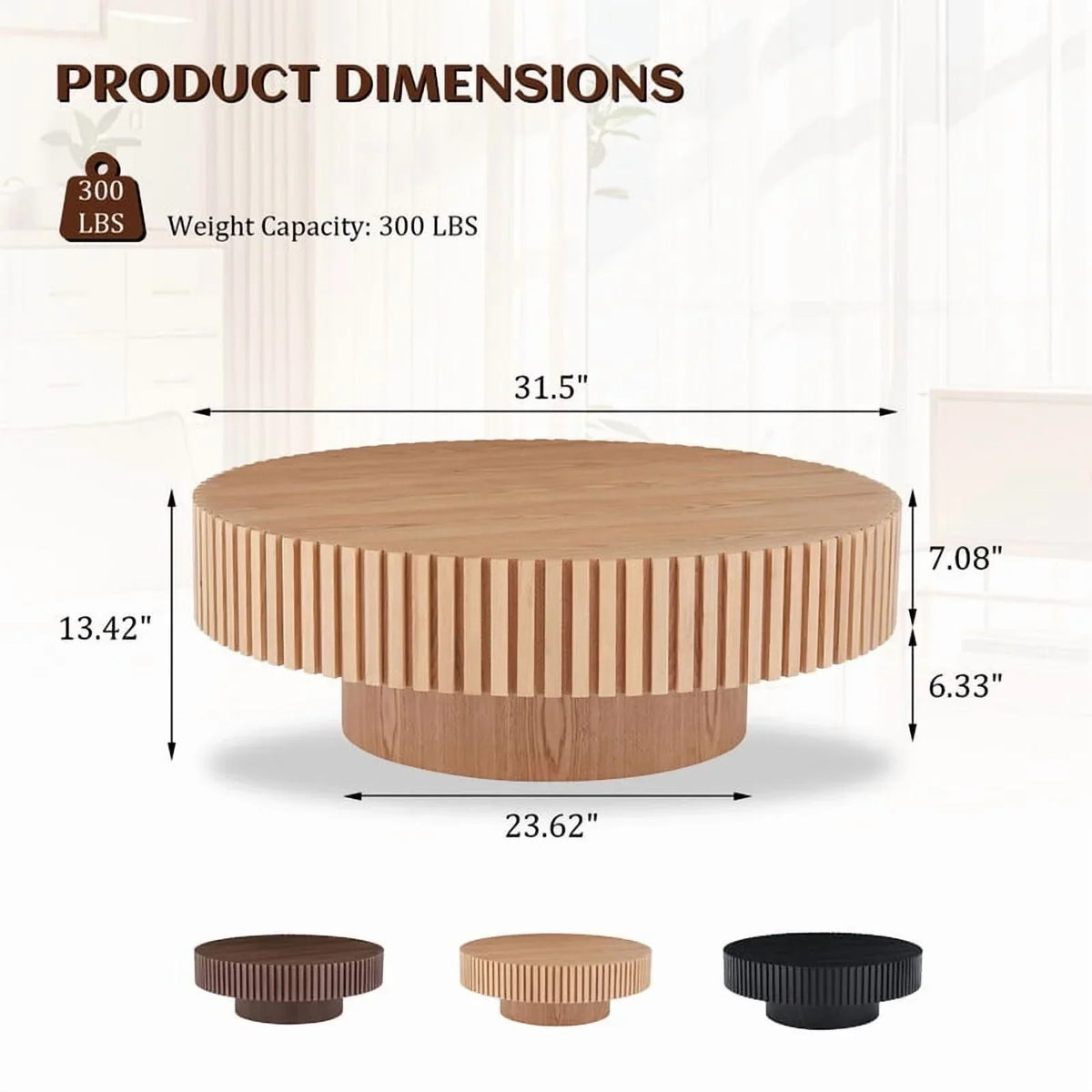 2026 NewFFH 43.7 inch Oval Coffee Table for Living Room,Handcraft Rustic Corner Coffee Table Nature Wood Relief Sturdy Pedestal for Apartmen,Side Table Centre Table,Nature Wood