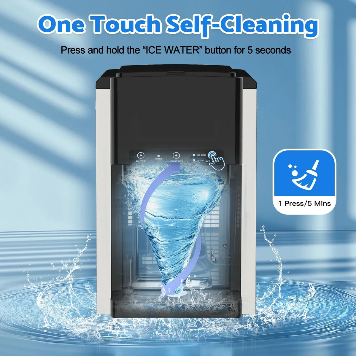 2026 NewAdvwin 3 in 1 Water Dispenser with Ice Maker Countertop, Bullet Ice, Crushed Ice, Water Cooler, 44Lbs/24H, 12 Ice Cube/6Min, Self-cleaning, 4Lbs Ice Storage, Home, Kitchen, Party, RV