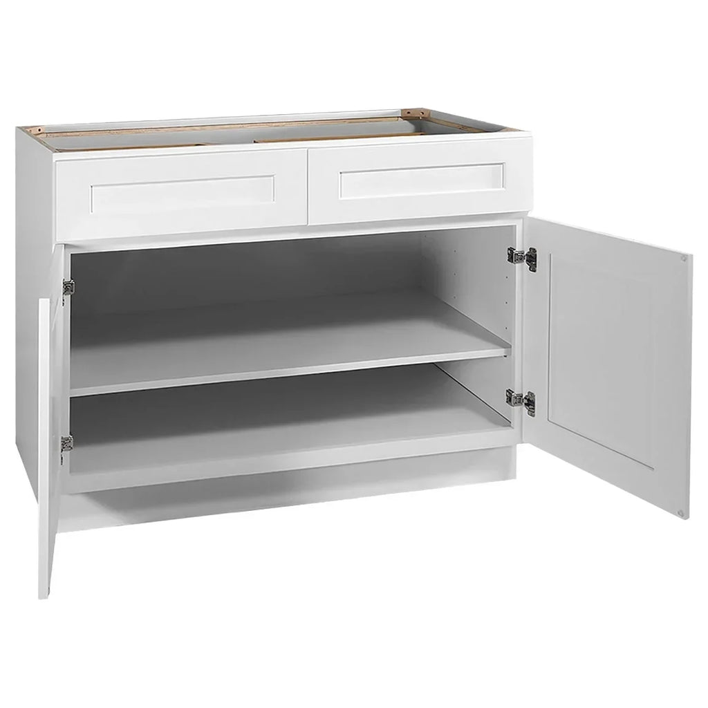 2026 NewDesign House Brookings Ready to Assemble Wood Shaker 2-Door and 2-Drawer Kitchen Base Cabinet (48 x 34.5 x 24), Sherwin Williams White