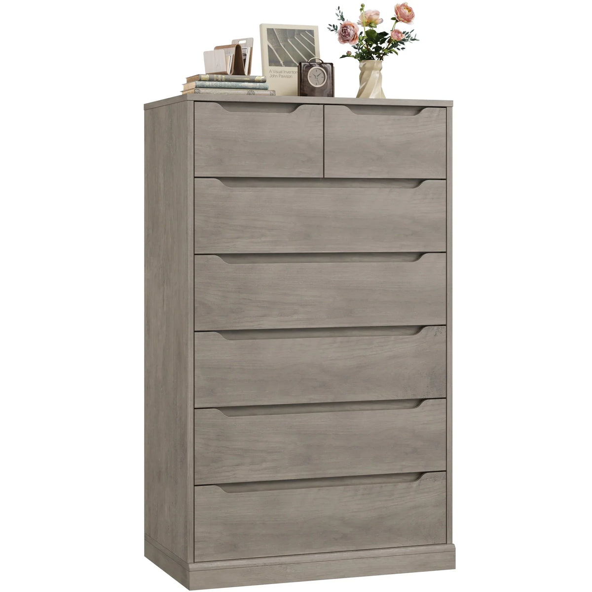 2026 NewHomfa 7 Drawer White Dresser, 51.3"H Wood Storage Cabinet with Upgraded Stable Base, Vertical Chest for Bedroom Living Room