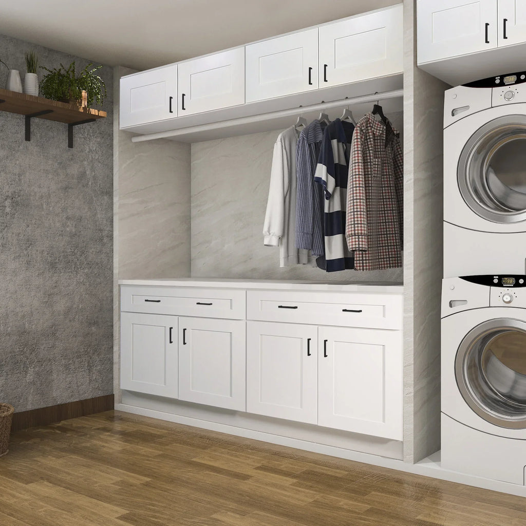2026 NewDesign House Brookings Ready to Assemble Wood Shaker 2-Door and 2-Drawer Kitchen Base Cabinet (48 x 34.5 x 24), Sherwin Williams White