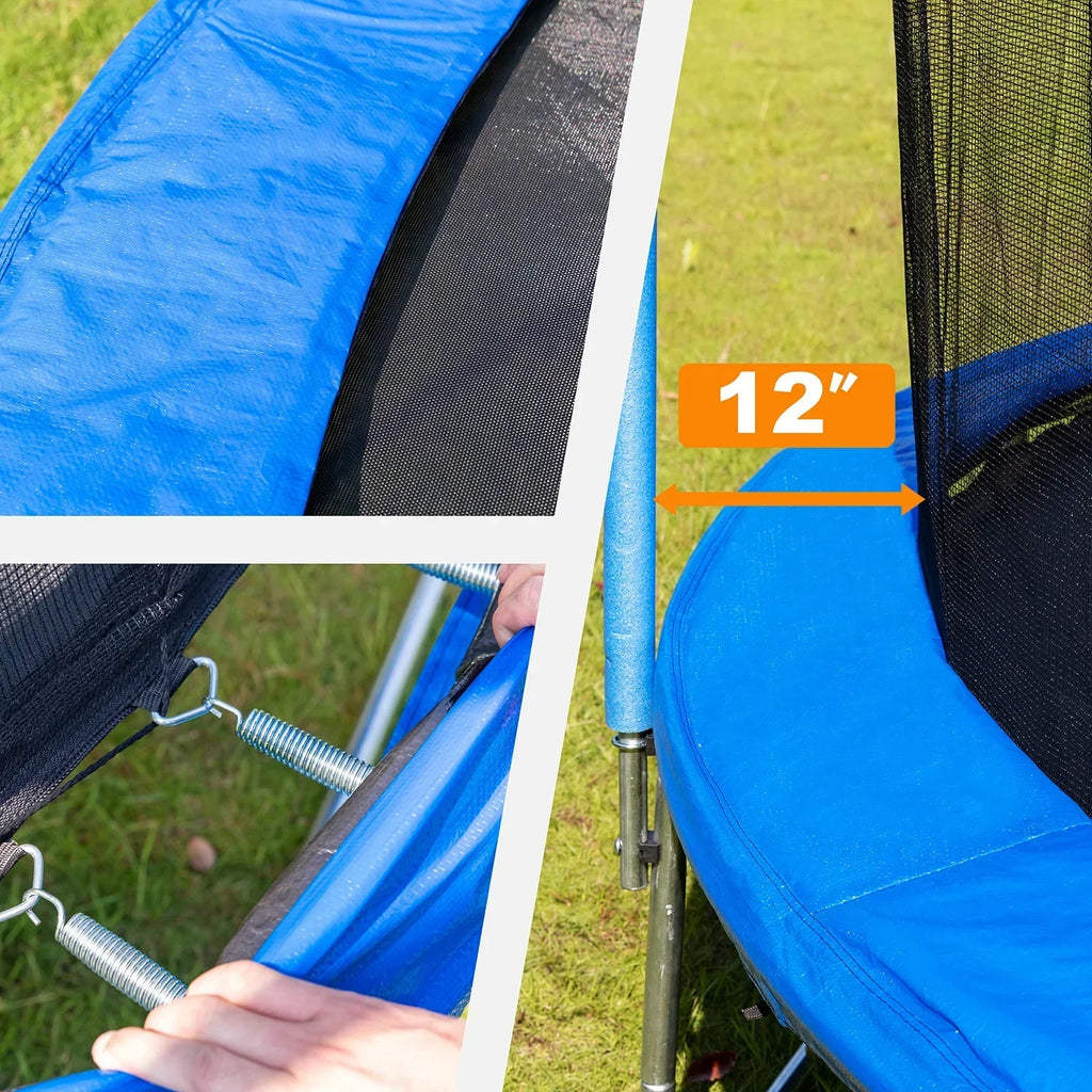 2026 New14FT Outdoor Trampoline with Safety Enclosure, Steel Tube Frame, Ladder & Secure Net - Heavy Duty, Blue