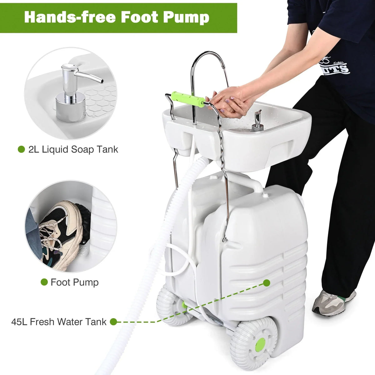 2026 NewHand Wash Station Portable Wash Sink Basin Stand 12 Gallon 45L Camping Garden