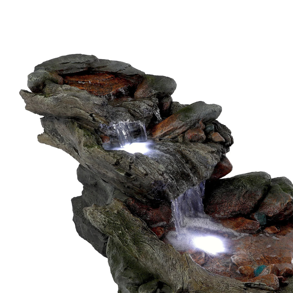 2026 NewAlpine Corporation Outdoor 3-Tier Rainforest Rock Water Fountain with LED Lights