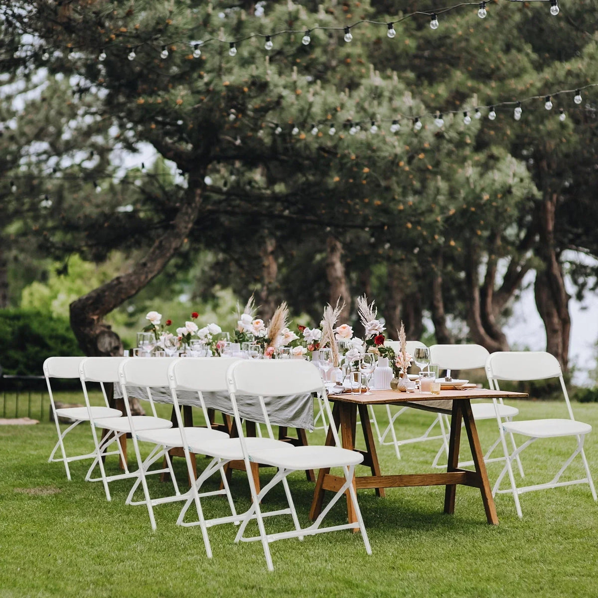 2026 NewKtaxon 10 Pack Commercial Plastic Folding Chairs Stackable Wedding Party Chairs for Adults, White