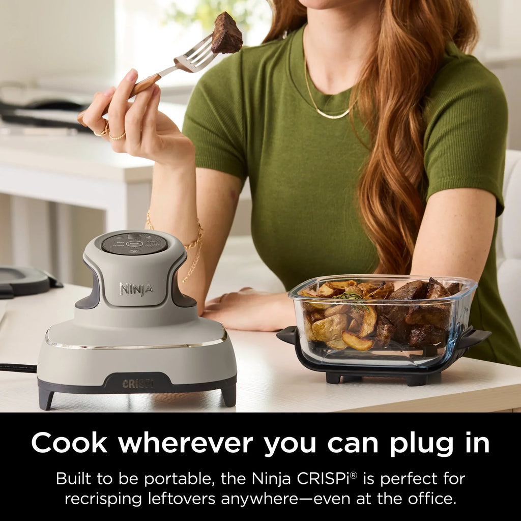 2026 NewNinja Crispi 4-in-1 Portable Glass Air Fryer Cooking System, 4-Qt & 6-Cup Containers, Cyberspace