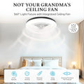 2026 NewCannonX 14" Low Profile Ceiling Fans with Lights and Remote, Modern Fandelier Ceiling Fan with Light, 6 Speeds, 3 Lighting Modes 3500K-5500K, Flush Mount for Bedroom, LED 2200 Lumens