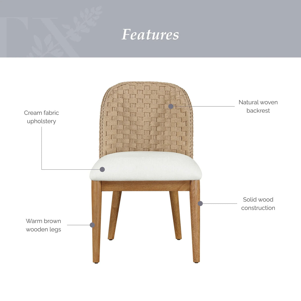 2026 NewMy Texas House Saylor Farmhouse Dining Chair Set, Natural Wood, Set of 2