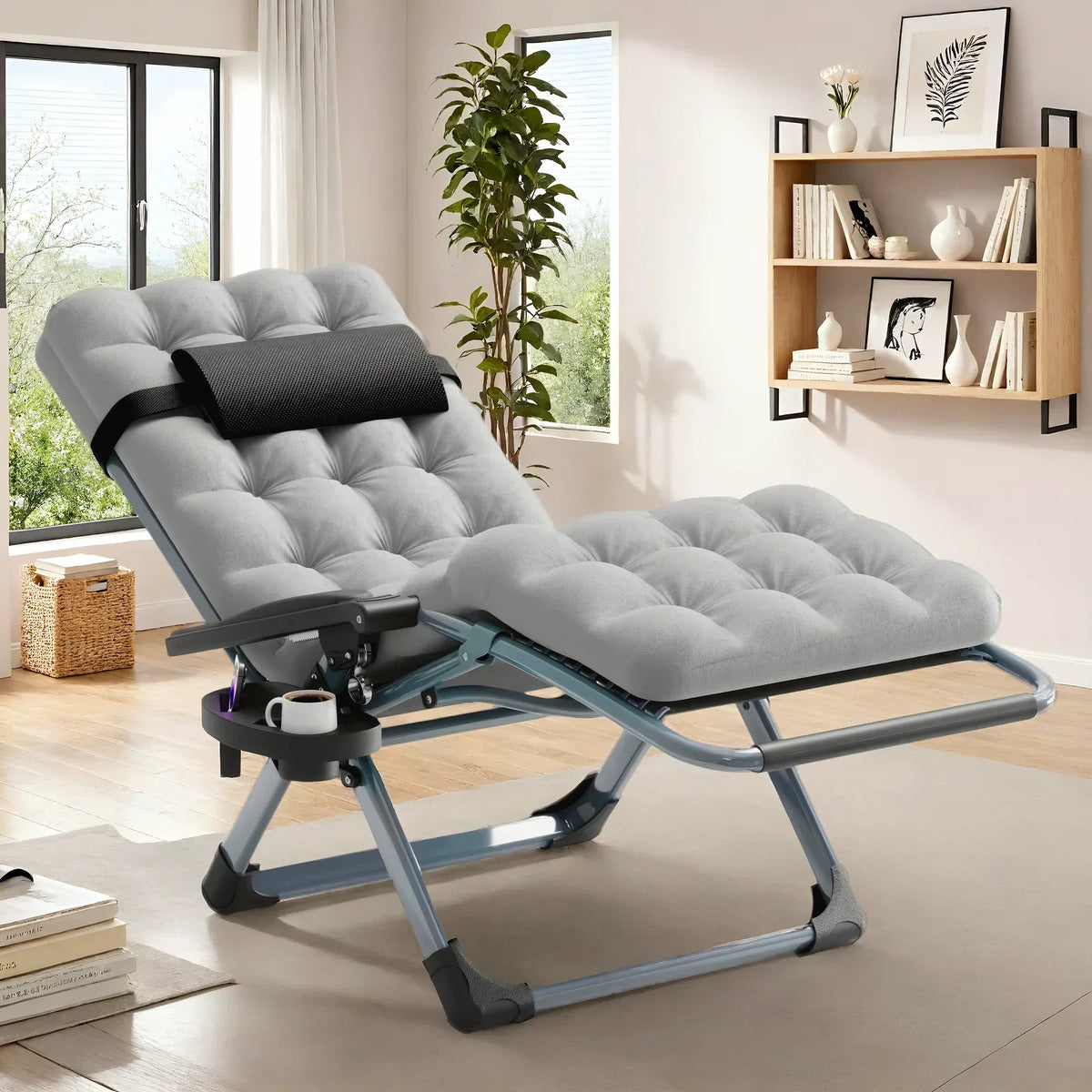2026 NewNaipo Zero Gravity Chair, Outdoor Foldable Padded Lounge Chair Recliner with Side Table, 353lbs Lounge Chair Sleep Relaxing, Winner