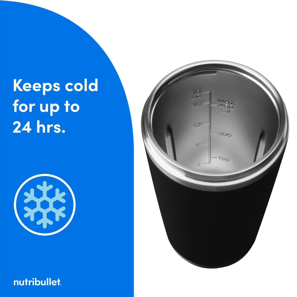2026 Newnutribullet Flip Insulated Portable Blender NBPB10350AK - Matte Black, 18oz