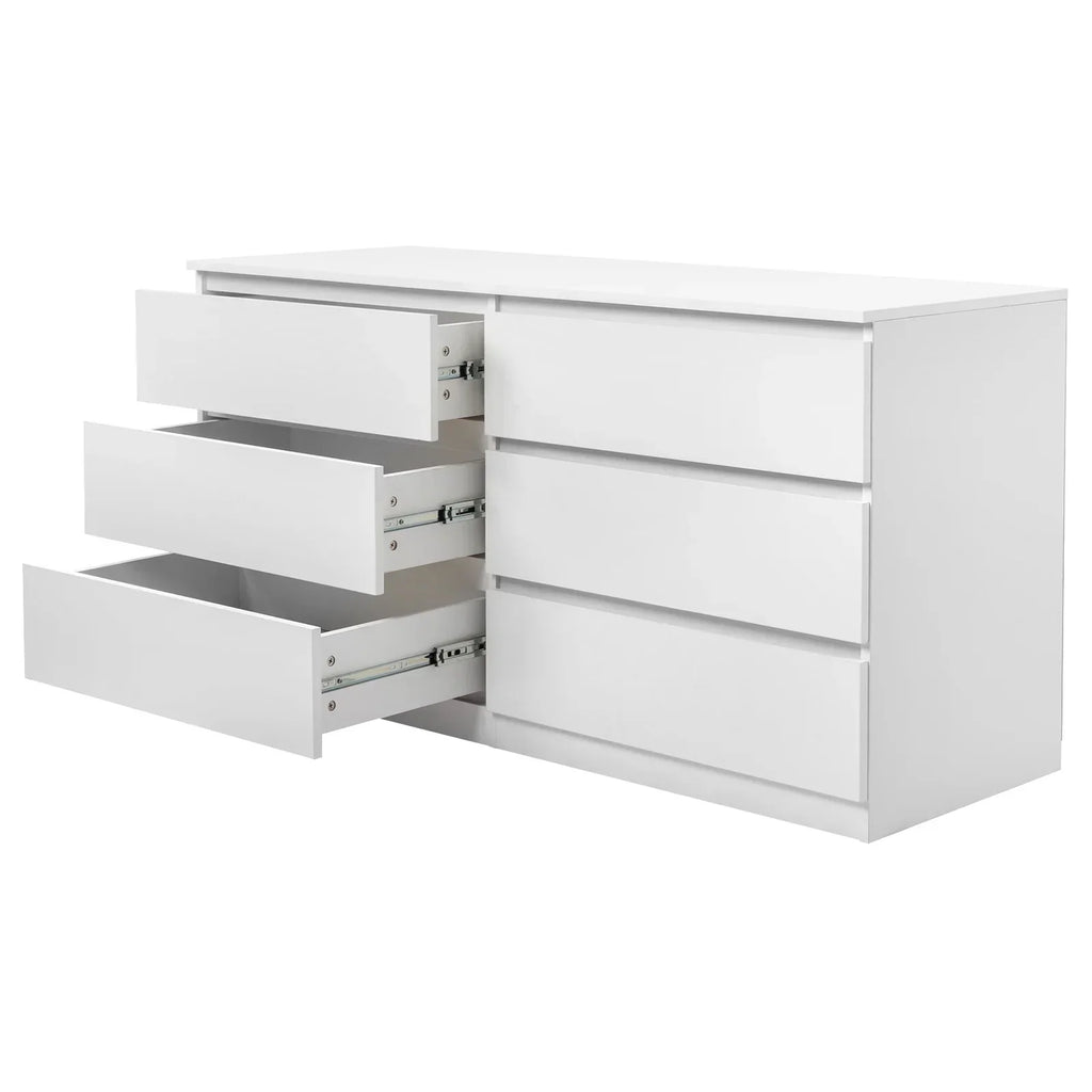 2026 NewKtaxon 6 Drawer Double Dresser Wood Dresser Storage Cabinet Drawer Organizer Chest Of Drawers, White