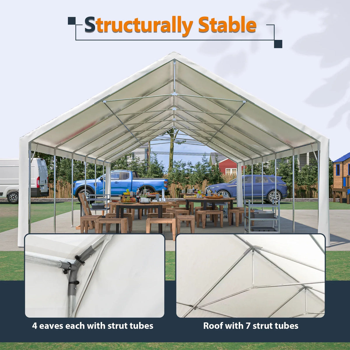 2026 New20x40 FT Heavy-Duty Party Tent with 3 Storage Bags - Large Waterproof Wedding Event Shelter for Removable Sidewalls & Zipper Door - Outdoor Commercial Tent for Parties Carport Camping BBQ Garden
