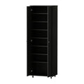 2026 NewKULAGAGA 2-Door Tall Shoes Storage Cabinet with Wheels, Modern 8-Tier Wood Shoe Rack Storage Organizer for Entryway Hallway Blcak