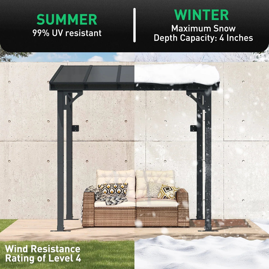 2026 NewAoxun 8' x 5' Gazebo for Patio, Gazebo Pergola with Sloped Roof, Grill Gazebo Large Wall-Mounted Heavy Duty Awnings, for Backyard, Deck, Patio