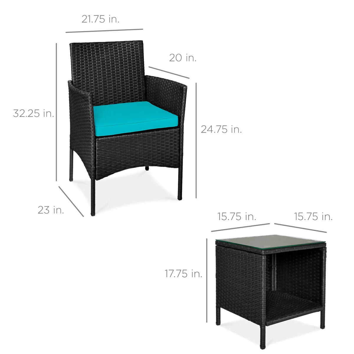 2026 NewBest Choice Products 3-Piece Outdoor Wicker Conversation Patio Bistro Set, w/ 2 Chairs, Table - Gray/Navy