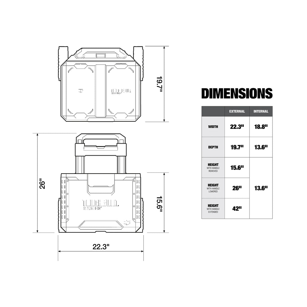 2026 NewToughBuilt Portable 2-in-1 Rolling Tool Box with Wheels & Stackable Design
