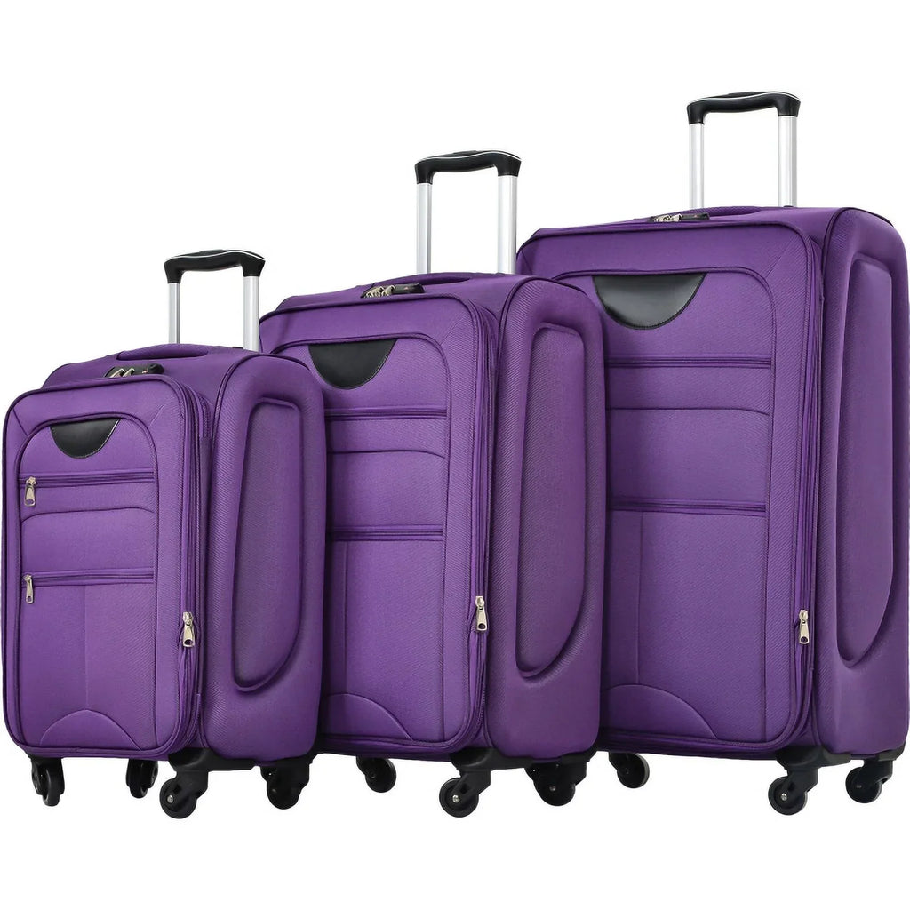 2026 NewSoftside Luggage Expandable 3 Piece Set Suitcase Upright Spinner Softshell Lightweight Luggage Travel Set