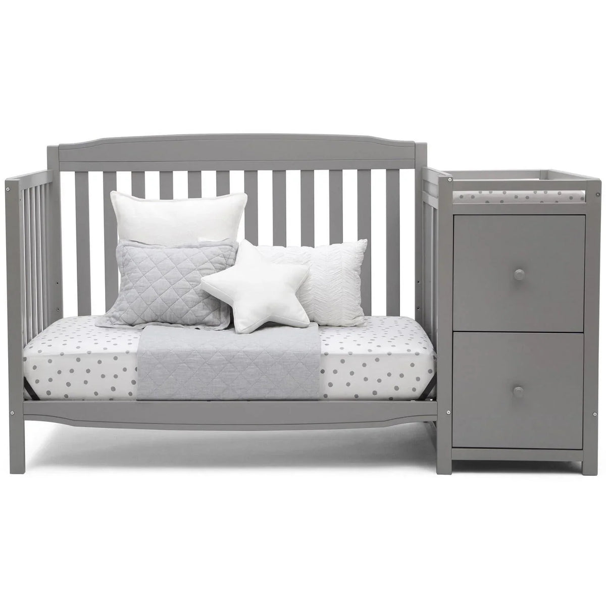 2026 NewDelta Children Mason 6-in-1 Convertible Crib and Changer. Gray