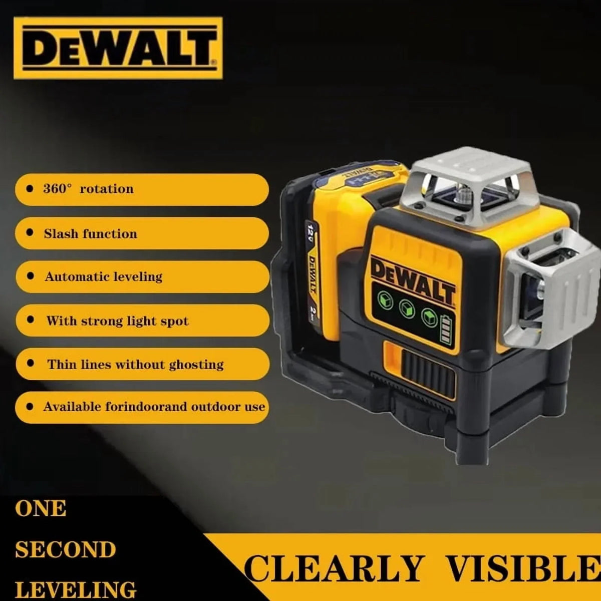 2026 NewDeWalt DW089LG 12V Max Laser Level, 3-Way 360 Green Degrees Professional Architectural Laser, Rotary and Linear Laser Levels. for Laser for Home Renovation Layout or Architectural Design