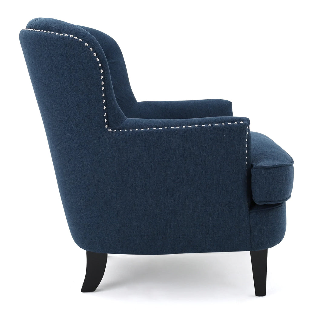 2026 NewNoble House Tanner Tufted Fabric Club Accent Chair, Dark Blue