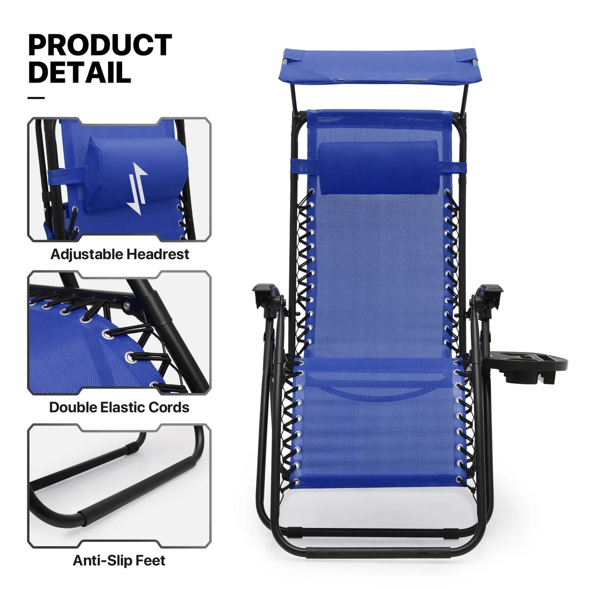 2026 NewMoNiBloom Zero Gravity Chairs Set of 2, Folding Outdoor Patio Beach Recliner with Canopy Shade & Headrest, Black
