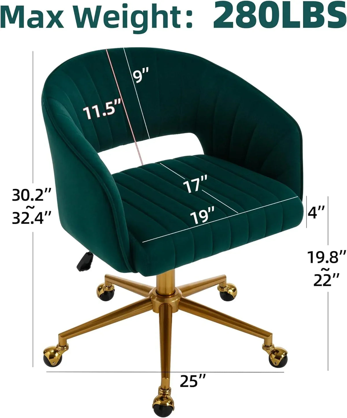 2026 NewWestice Home Office Desk Chairs, Velvet Task Chair, Height Adjustable Swivel Vanity Chair with Golden Base for Vanity Study, Living Room Computer Room, Beige