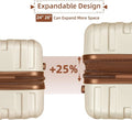 2026 New6-Piece Hardshell Luggage Set with Expandable Spinner Suitcases & TSA Lock, 25% Extra Capacity, Duffel Bag & Toiletry Kit, Cream ABS Suitcases