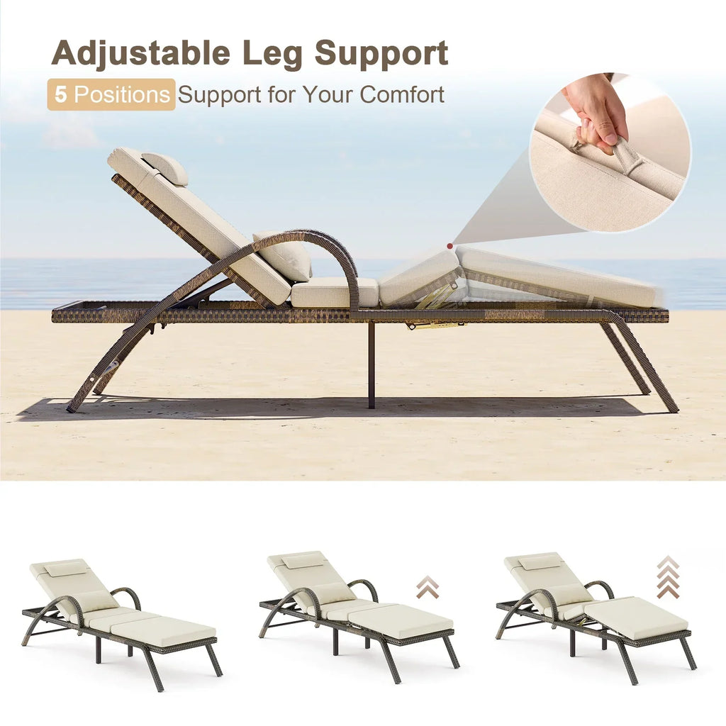 2026 NewMEISSALIVVE 4-Piece Outdoor Lounge Chairs, Pool Chairs with Adjustable 5 Position Backrest, PE Rattan Chaise for Backyard Porch Deck (Gray)