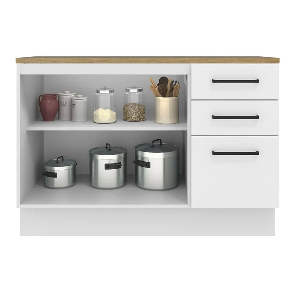 2026 NewMadesa Hazel Kitchen Storage Buffet Base Cabinet with Adjustable Feet 47 Inch Engineered Wood Slab Doors Painted Finish Floor Mount Removable Plinth - White