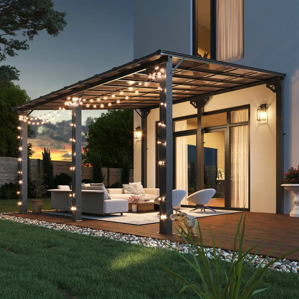 2026 NewAoxun 8' x 5' Gazebo for Patio, Gazebo Pergola with Sloped Roof, Grill Gazebo Large Wall-Mounted Heavy Duty Awnings, for Backyard, Deck, Patio