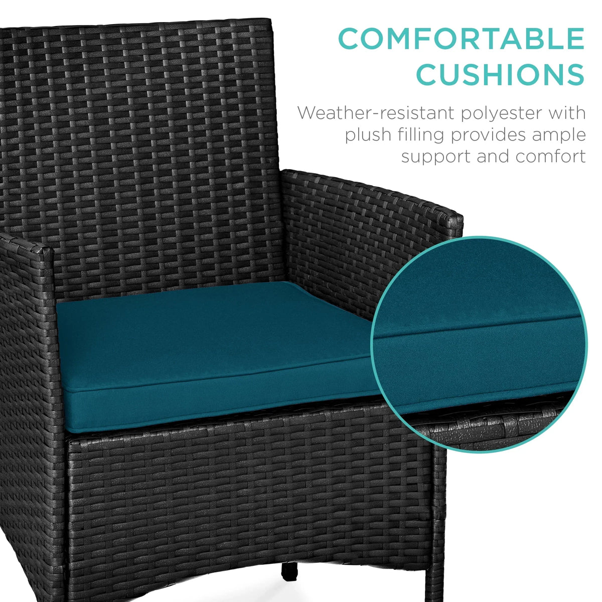 2026 NewBest Choice Products 3-Piece Outdoor Wicker Conversation Patio Bistro Set, w/ 2 Chairs, Table - Gray/Navy