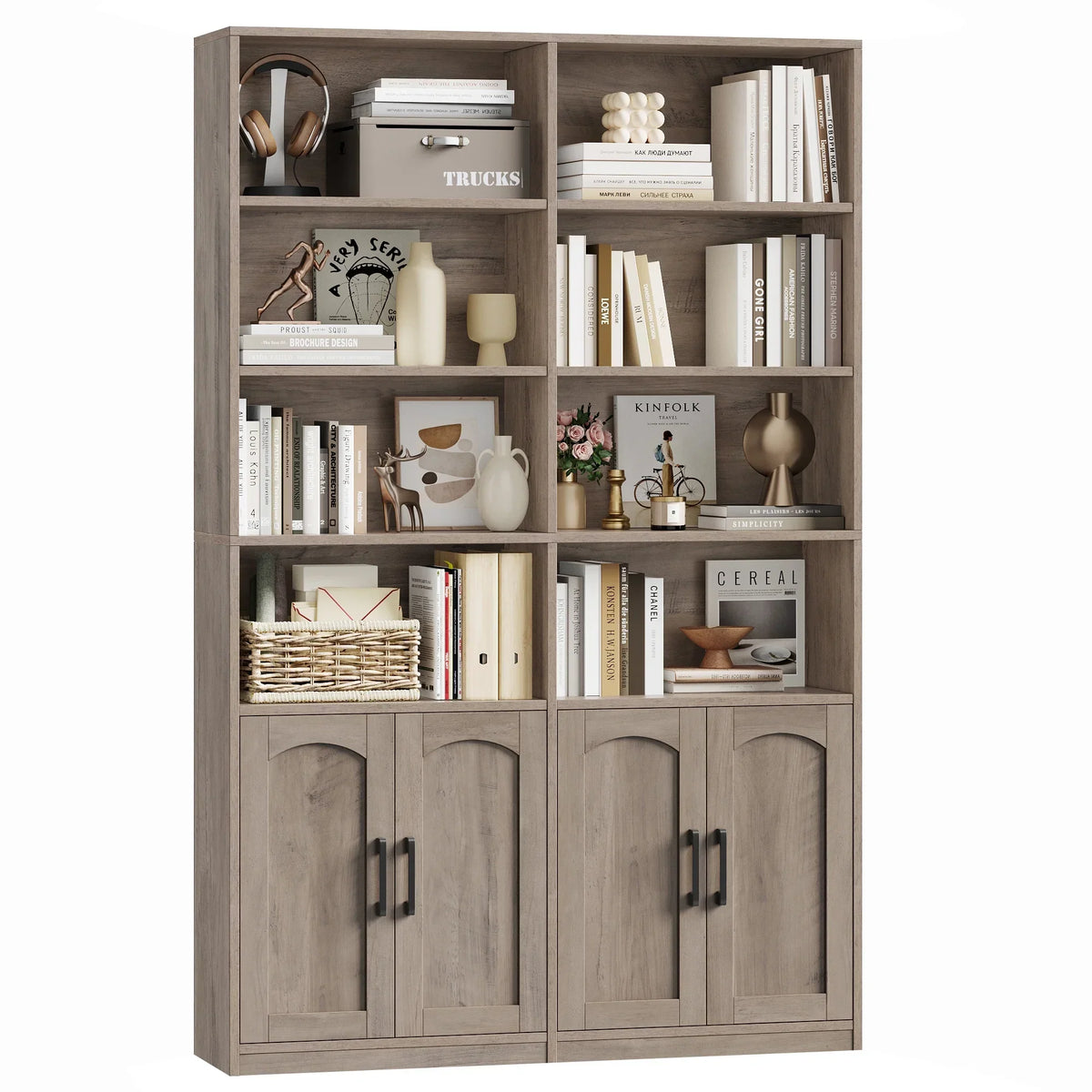 2026 NewHomfa 73" Tall Bookcases with Doors, 8 Cubes 6-Tier Double Row Bookshelf, White Bookcase for Living Room Home Office