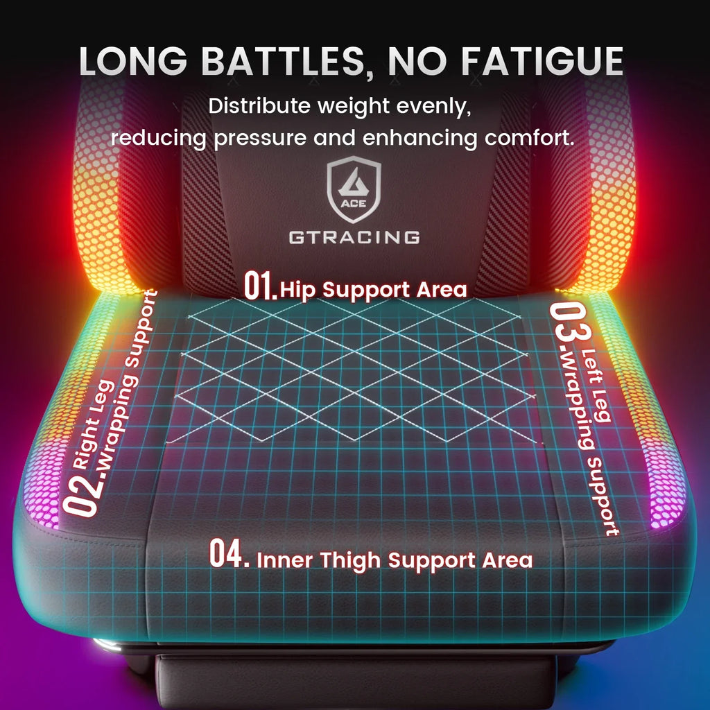 2026 NewGTRACING RGB Ergonomic Gaming Chair with Massage, LED Lights, Footrest, Lumbar Support and Backrest, Black