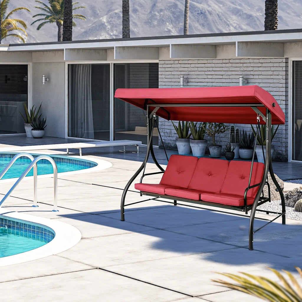 2026 NewArlopu 3 Person Porch Swing Outdoor Converting Canopy Swing Glider with Canopy