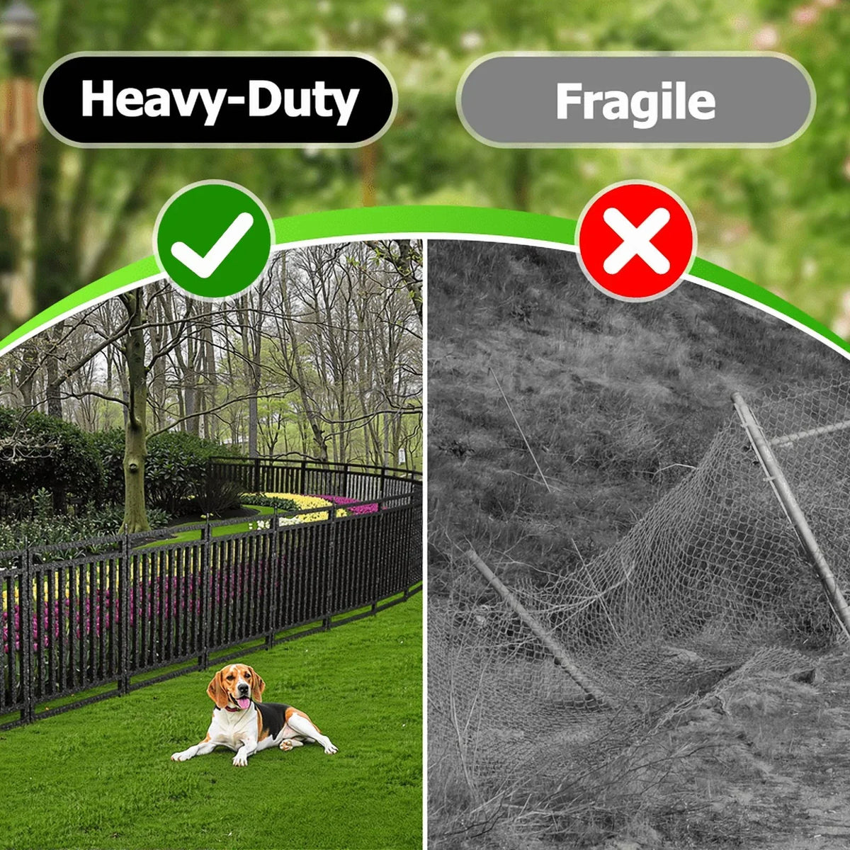 2026 NewPetorldog Decorative Garden Fence, 72ft x 40in, 28 Panels + 4 Gates, No Dig Metal Dog Fence for Yard | Black-Silver