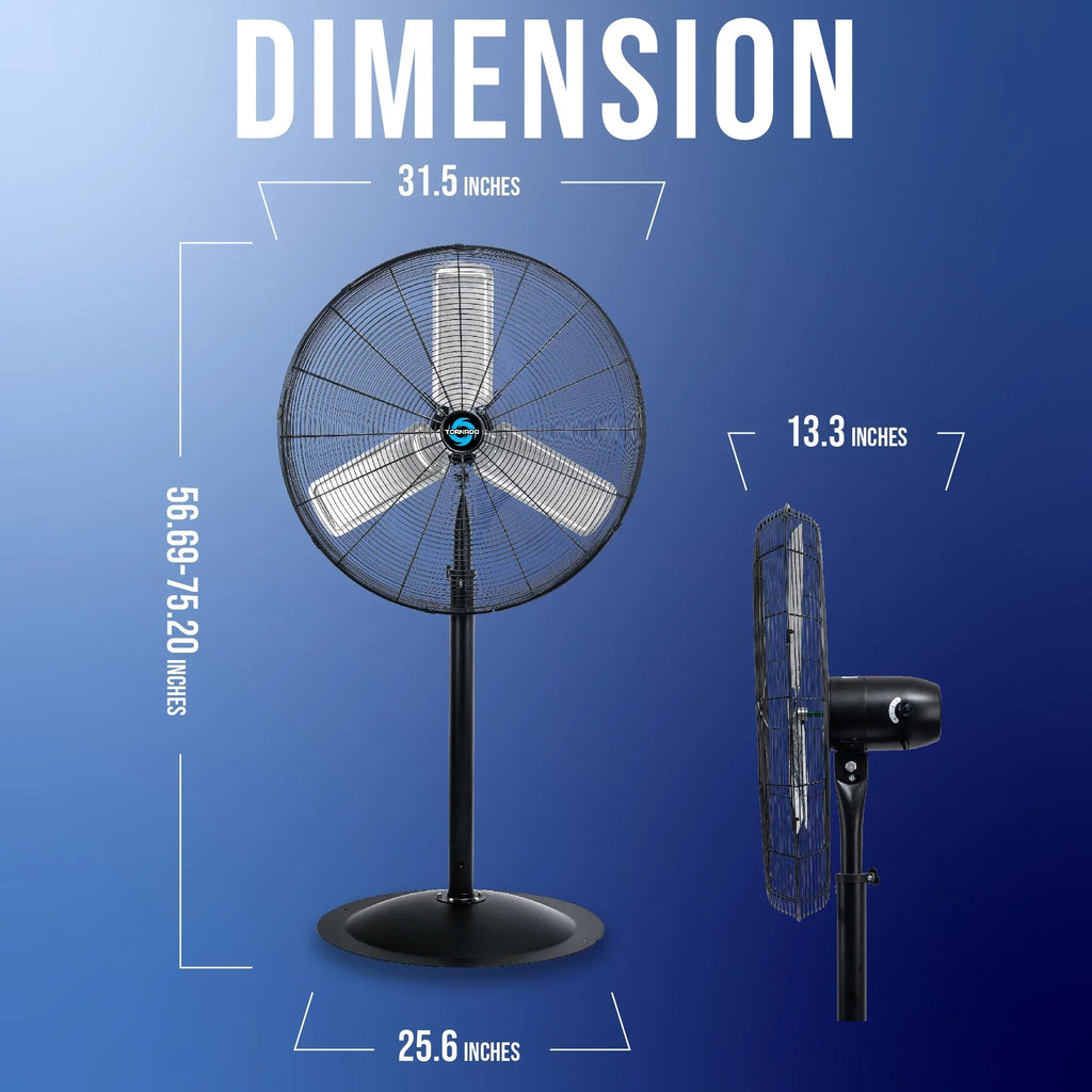 2026 NewTornado - 20 Inch High Velocity Metal Oscillating Pedestal Fan - Commercial, Industrial Use Water-Resistant