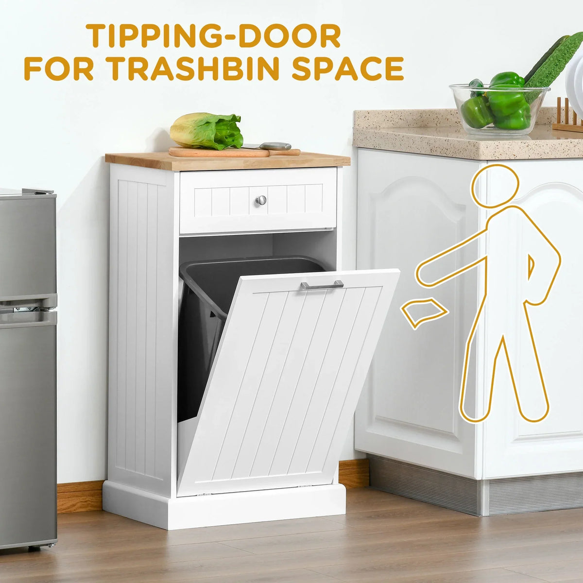 2026 NewHOMCOM Kitchen Tilt Out Trash Bin Cabinet, Free Standing Recycling Cabinet