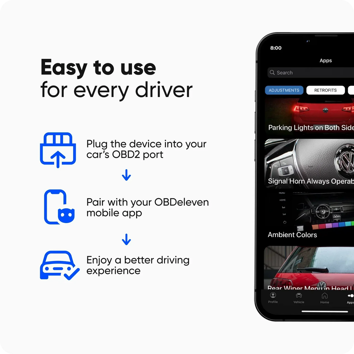 2026 NewNew! OBDeleven 3 Scan Tool, OBD2 Bluetooth Car Code Reader, Auto Diagnostic Scanner for iOS & Android