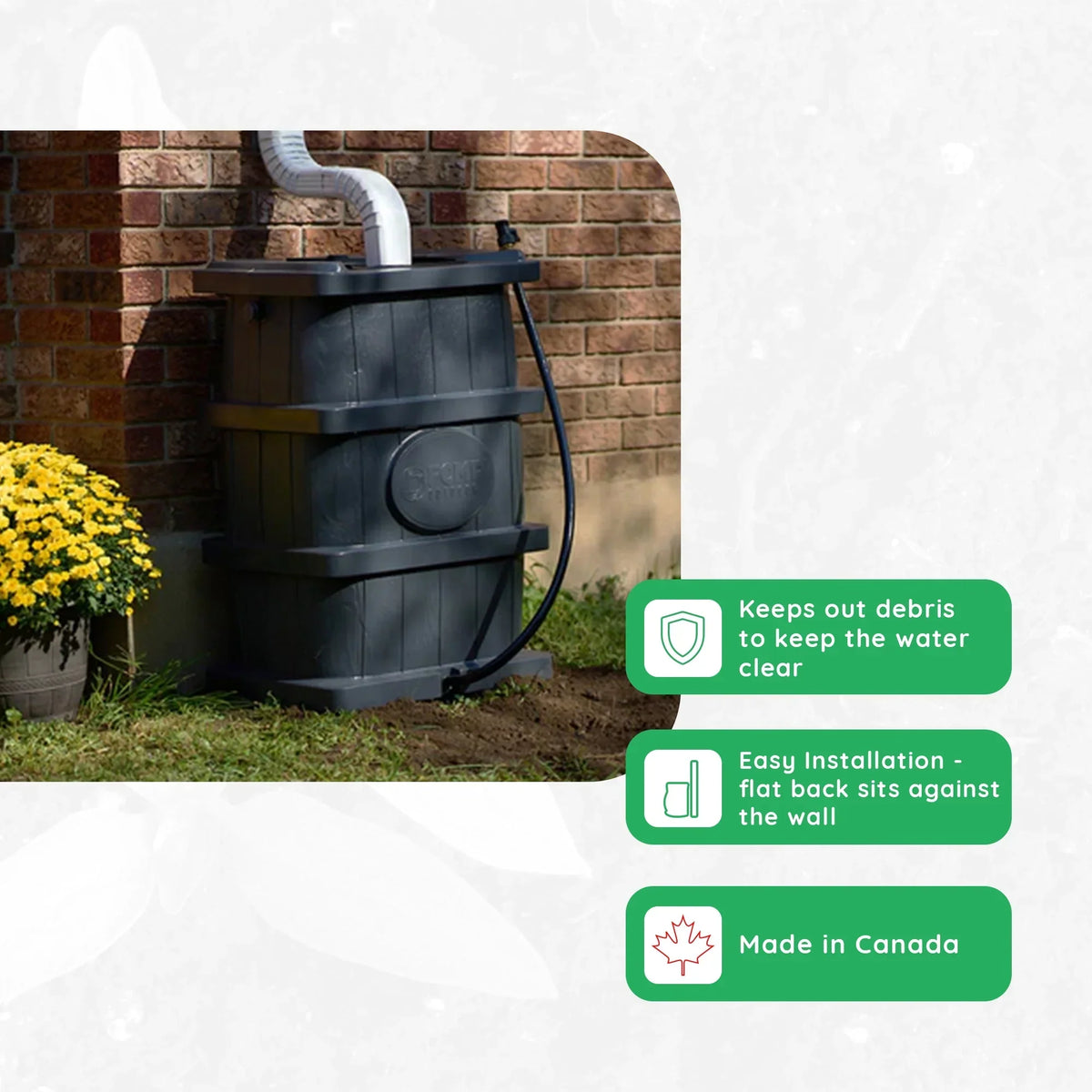 2026 NewFCMP Outdoor WG4000-GRY Home Outdoor Wood Grain Rain Water Catcher Barrel